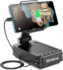 Techglow Foldable Cellphone Stand with Bluetooth Speaker Power Bank 360° Rotatab