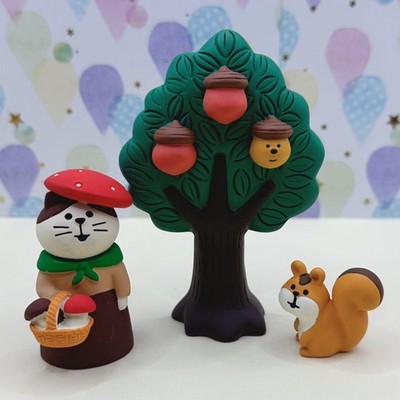 DECOLE Concombre Figure Squirrel/Acorn Tree/Mushroom Cat Girl set of 3 DECOLE