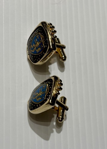 Vintage Manschettenknöpfe; goldfarben mit Wappen Design; guter Zustand - Bild 2 von 2