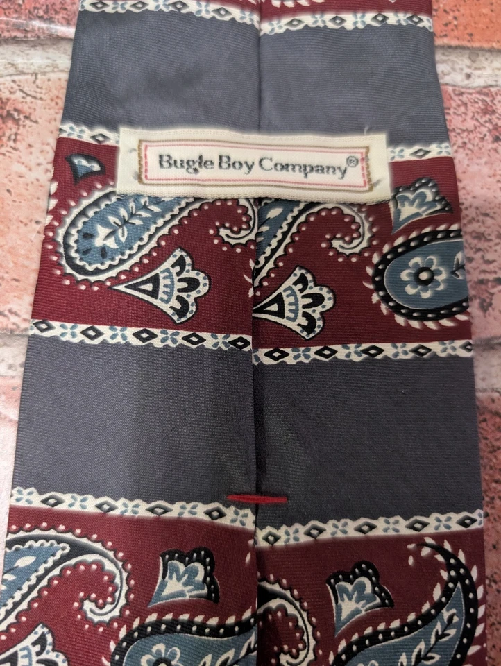 Corbata de cuello vintage Bugle Boy Company 100 % seda italiana para hombre hecha en EE. UU. cachemira Foto 4 de 4