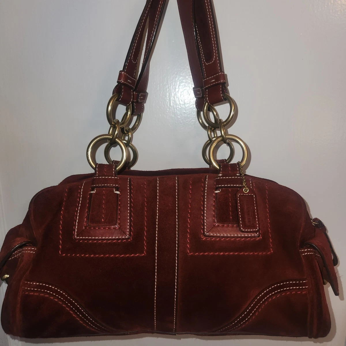Coach Women's Suede Exterior Red Bags & Handbags for Women for