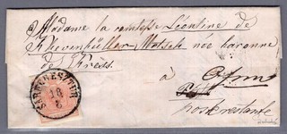 1850 3HIa Brief SARKERSESZTUR 50P Pest/Ofen Attest Pracht (2546IM)