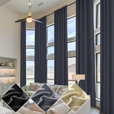 Extra Long Curtains Blackout Window Drapes Thermal High Ceiling Curtains Eyelets