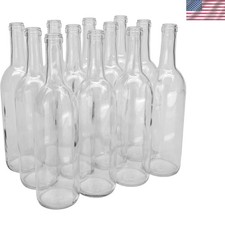 Beautifully Crafted Case of 12 750ml Flint Glass Wine Bottles - Dishwasher Safe