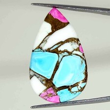 22.30Cts Cotton Candy Pink Copper Turquoise Pear Cabochon Loose Gemstone