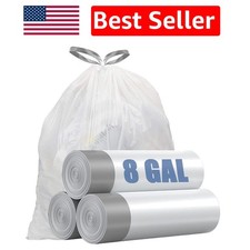 42 Count Unscented 8 Gallon Trash Bags - Durable Drawstring Closure, Perfect Fit