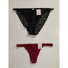 Auden Lot of Panties - Black Lace Bikini  Red Thong Underwear Size Small NWT
