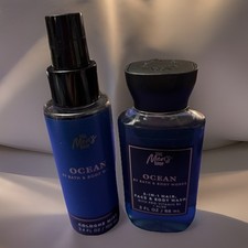 Bath  Body Works TRAVEL Size Men's OCEAN 3.4oz Cologne Mist  3oz Body Wash Set