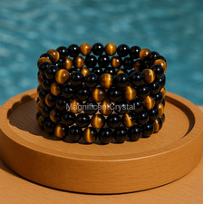 5PCS Hematite Obsidian Tiger's Eye Triple Protection 8MM Bracelet Energy Gifts