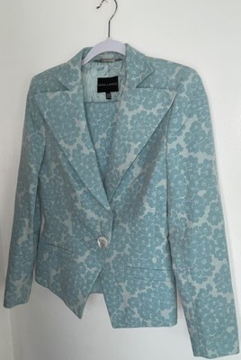 Rena Lange Vintage Light Blue Flowered Skirt & Jacket Womens Size 6
