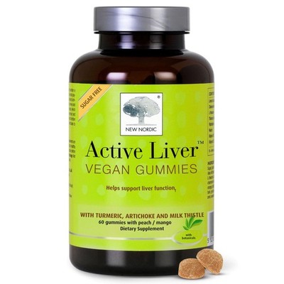 NEW NORDIC Active Liver Gummies, Milk Thistle, 60 Count (Pack of 1), Peach 