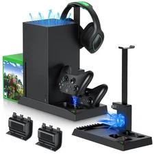 Cooling Fan Charging Stand for Xbox Series X Dual Controller Dock with Battery