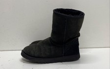 UGG Classic Short 5825 Black Suede Shearling Boots Women's Size 8