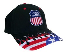 Union Pacific Railroad Embroidered Flag Flame Cap Hat 40-0047FG