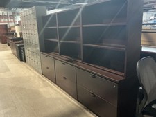 2 Dr Lateral File Cabinet w/ Bookcase in Mahogany Laminate Finish by Teknion