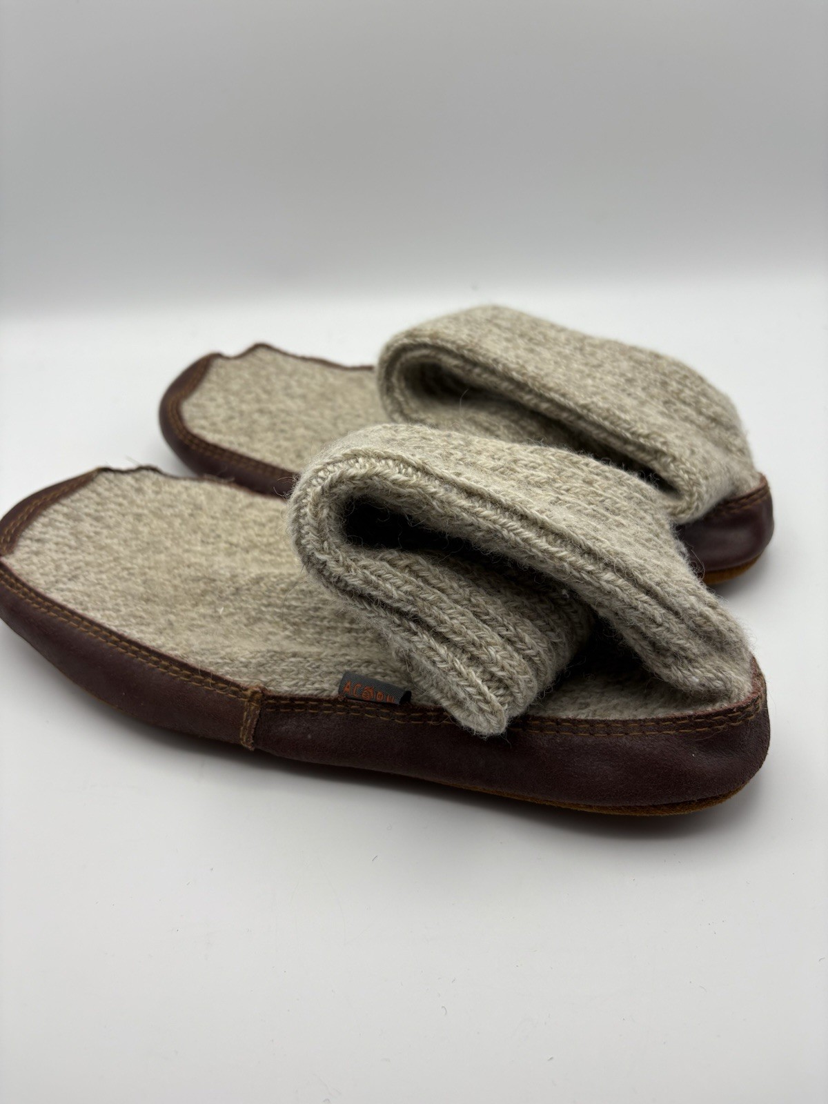 SAOLA Ciabatte Ghianda Uomo 9 10 Donna 11 12 Lana Straccio Suola Pelle Marrone