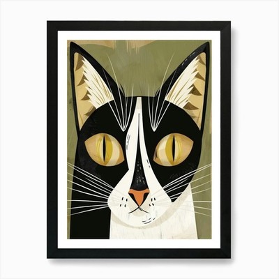 Katze Portrait 12 Kunstdruck gerahmt Wandbild Poster Leinwanddruck Bild