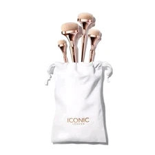 Iconic London HD Blend Base 4 Pc Gold Brush Set BEAUTIFUL $62 MSRP New In Bag!