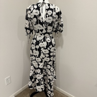 knee length dresses for ladies Floral Graphic Long Sleeve Satin Midi Dress | Ziara