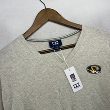 Missouri University Sweater Men's large Tall beige Tigers Embroidered V Neck NEW