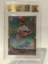 BGS 9.5/10 JORDAN HICKS AUTO 1st 2018 Bowman Chrome Gold Shimmer /50 9.5 Gm Mint