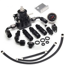 6an Fitting Black Car Efi Adjustable Fuel Pressure Regulator Kit With Gauge