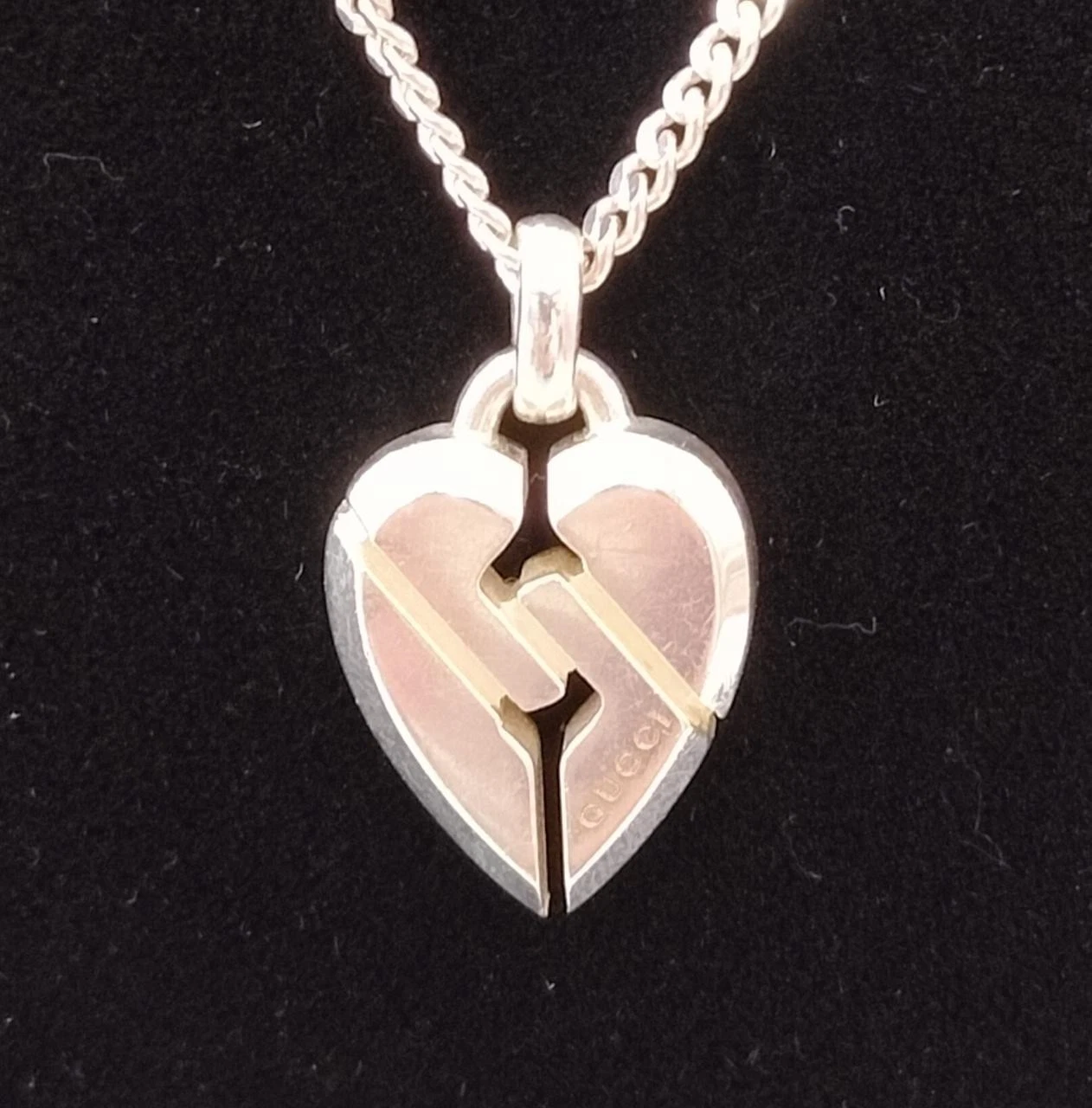 Gucci Collier Pendentif Coeur Nœud Argent 925 Chaîne Maillon Rond Femme Bijoux