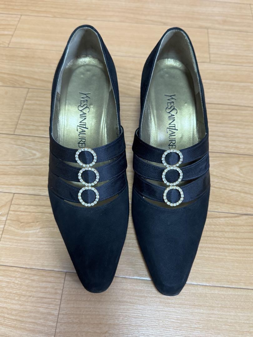 Yves Saint Laurent Black Heel Strap Pumps Size 36 Womens