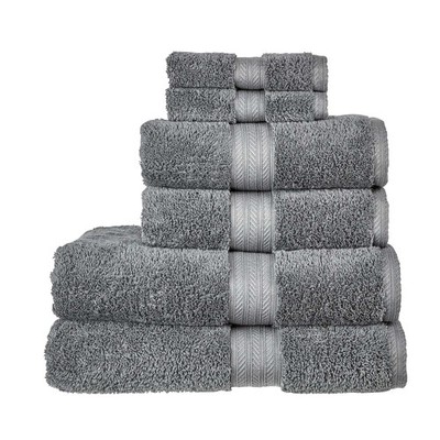 Renaissance 6 Piece Towel Set | Ash Grey | 100% Egyptian Cotton | Luxuriously...