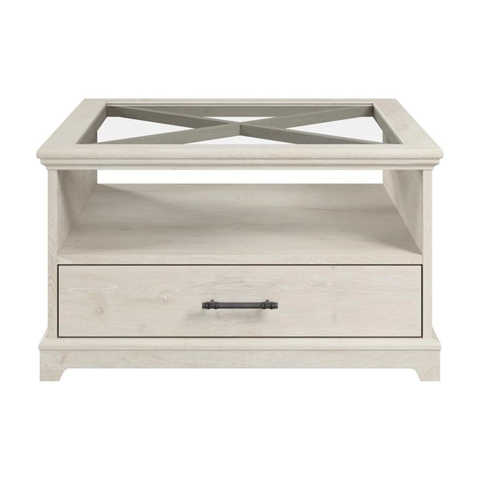 Bush Lennox Engineered Wood Coffee Table with Storage in Linen White Oak - Image 3 of 4