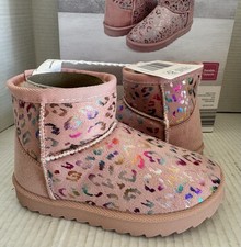 Lily Dan Children's Cozy Boots Pink Leopard Girls Size 9/10 New