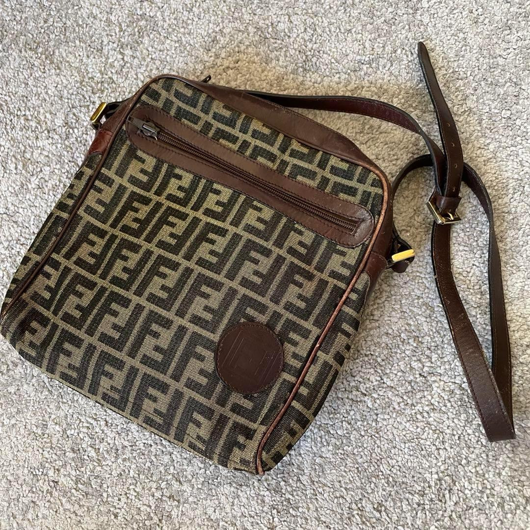 FENDI FF Zucca Brown Shoulder Crossbody Bag Authentic Pre-Owned Excellent Japan