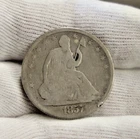 1857 US Seated Liberty Half 50c G (Cleaned, Scratch)