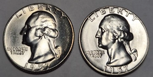 1957 And 1957D Washington Silver Quarters. Choice Uncirculated