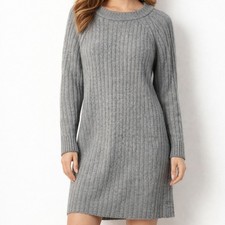Bershka Large Gray Sweater Dress Longline Ribbed Knit