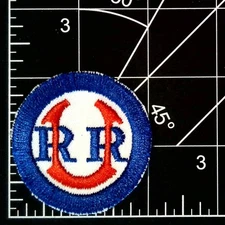 Union Railroad Embroidered Patch Round Sew-On Red & Blue Vintage Retro Design