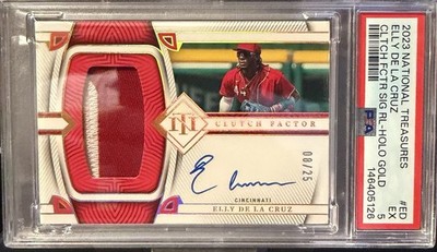 Panini 2023 National Treasures Elly De La Cruz CFS-ED Holo Gold /25 Auto PSA