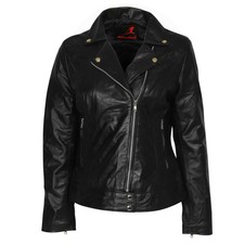 Malino Essential Real Leather Black Zipped Biker Jacket Women High Quality