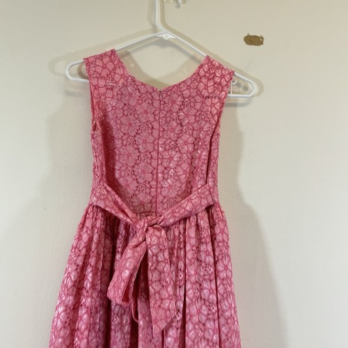 Dorissa Girl's Party Formal Dress Size 12 Pink Floral Lace Embroidered Lined - Picture 4 of 5
