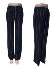 1998 Vintage Gianni Versace Couture Black Striped Wool Pants Size 40 - 6