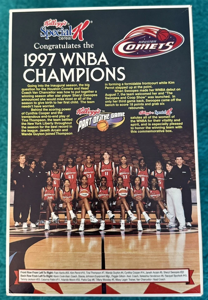1998 KELLOG’S SPECIAL K WNBA BOX SIGNED BY CYNTHIA COOPER, SWOOPS, THOMPSON BAS - Image 3 of 4