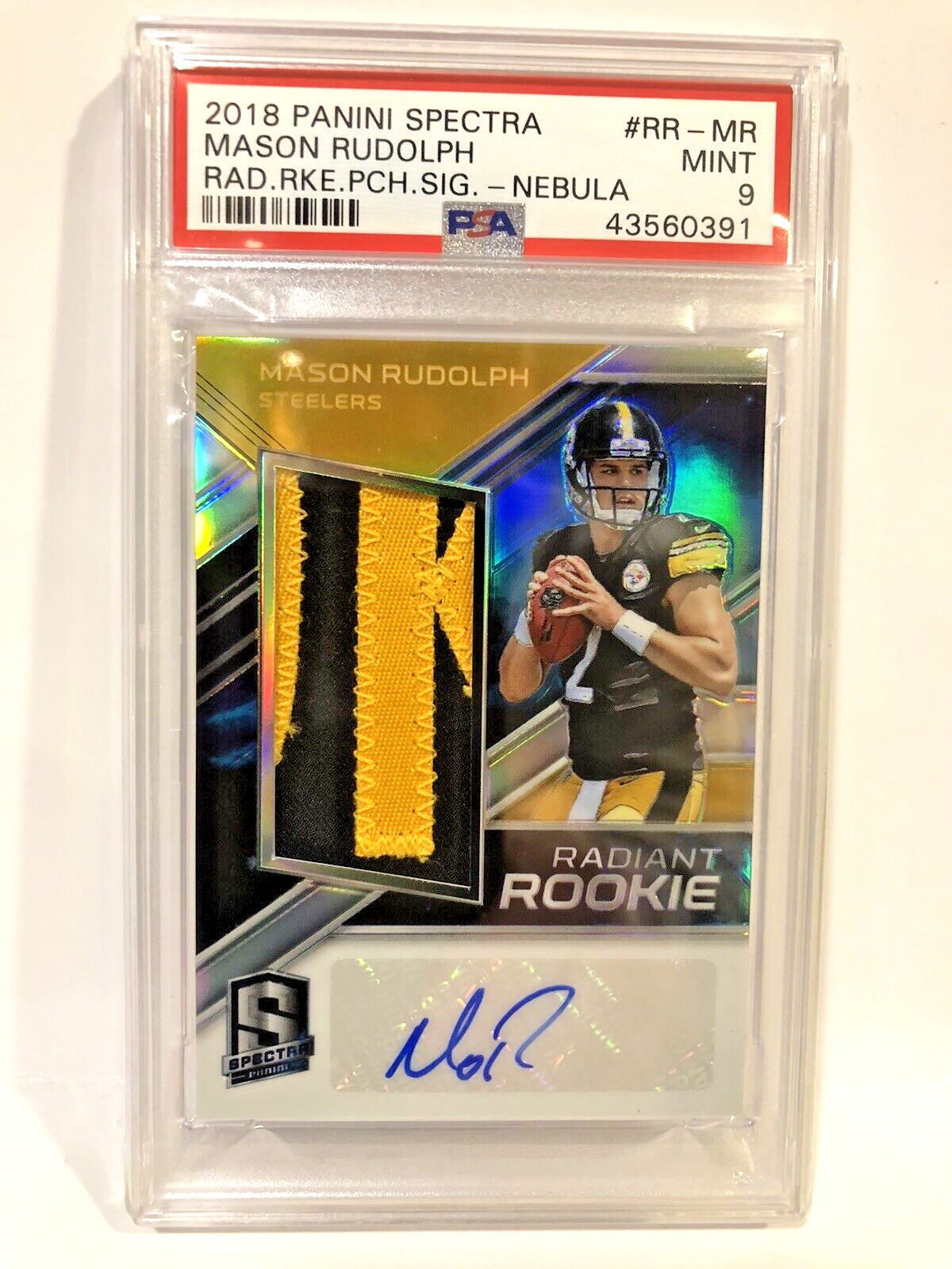 Mason Rudolph Panini Spectra Radiant Rookie Patch Signatures #RRMR Nebula