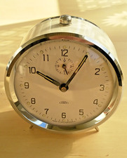 Vintage PRIM Wecker Tischwecker mechanisch Made in Czechoslovakia Silber/Grau