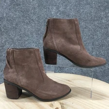 Crown Vintage Boots Womens 7.5 M Robbie Back Zip Heels Ankle Bootie Brown Suede