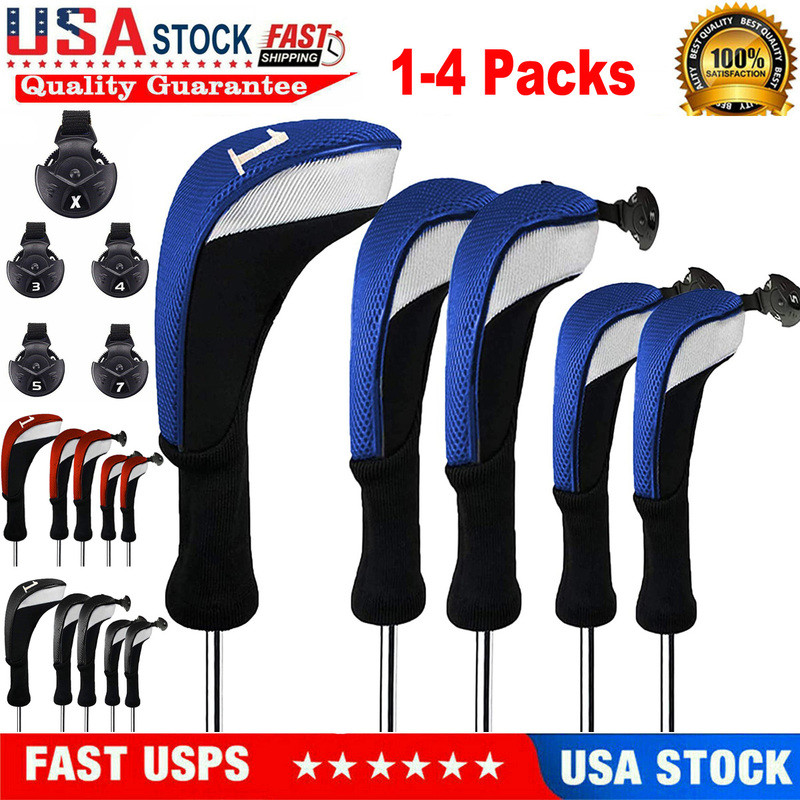 Golf Club Wood Head Covers Hybrids Headcovers Set 1-4 Packs Protect Long Neck
