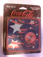 Coca Cola COASTERS--4" Plastic--Stars & Stripes w/ Coca Cola Disc (1997)