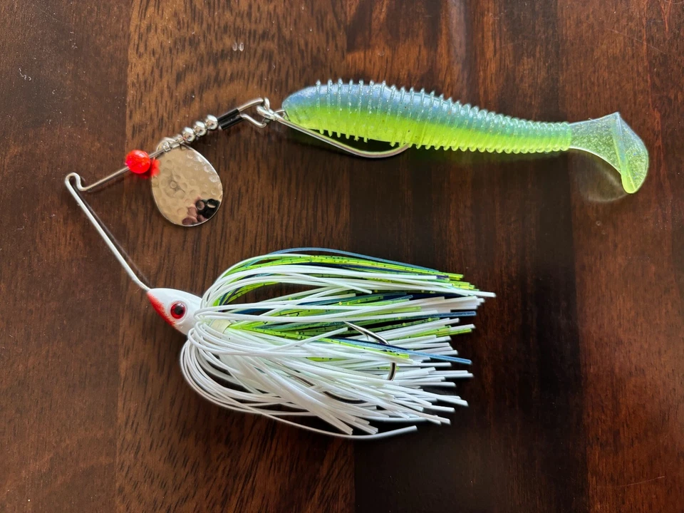 Sims Tackle pacote com 3 3/8 oz Spinnerbait/Swimbait Gizzard, Sexy, Blue Back Predator - Imagem 4 de 4