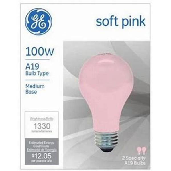 100a/spk GE Soft Pink 100 Watt A19 Light Bulb Ge 97484 4bulbs for