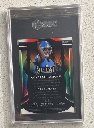 2023 Leaf Metal Drake Maye RC Auto /3 Pink Kaleidoscope SGC 10/8.5 UNC Tar Heels - Picture 2 of 2