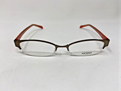 MODO MOD 946 MBWN 50/17/135 JAPAN BROWN ORANGE HALF RIM EYEGLASSES T364